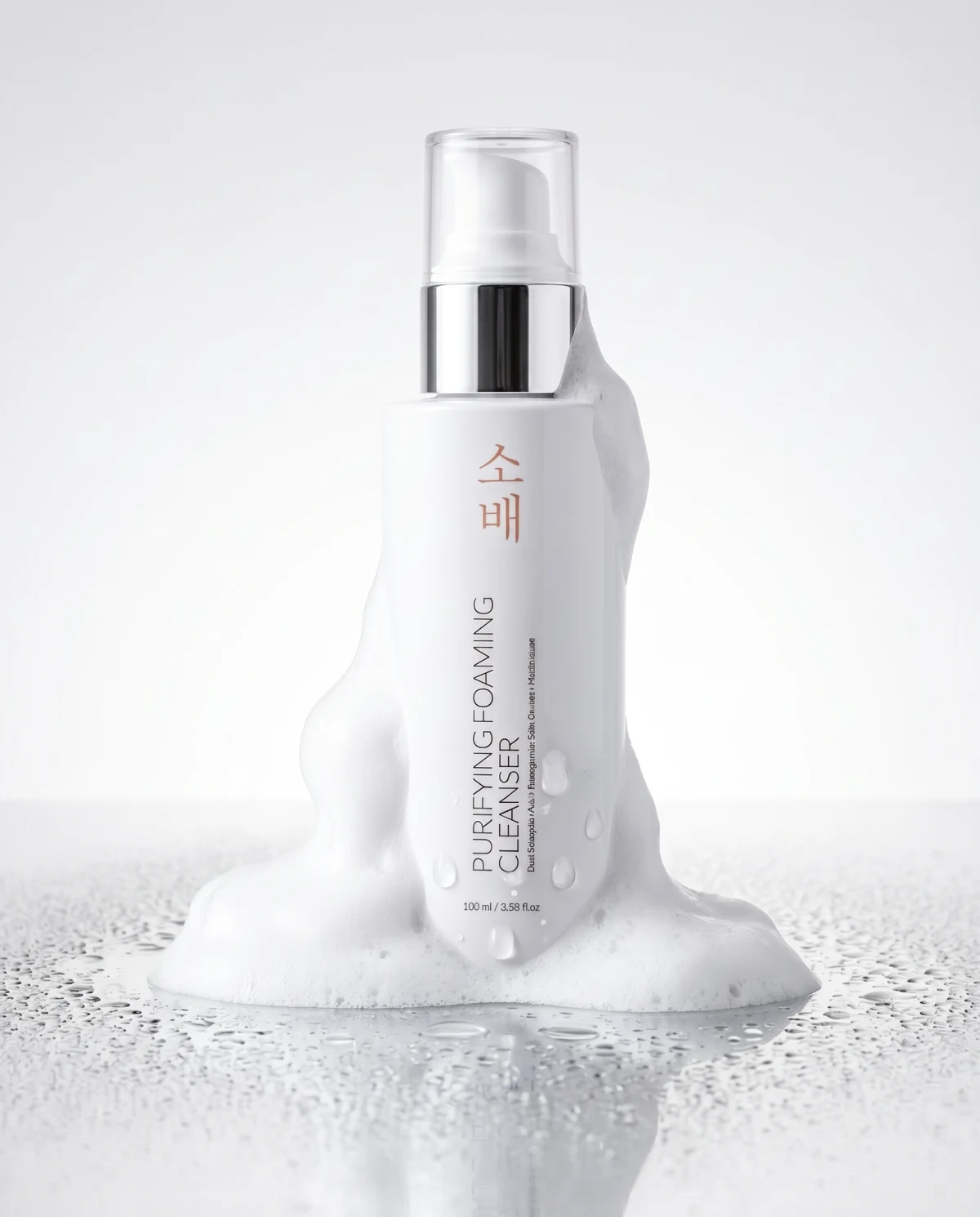 SOBAE Purifying Foaming Cleanser surrounded by soft foam